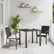 vidaXL Kert étkező szett párnával 3 pcs Fekete Poli rattan kerti bútor