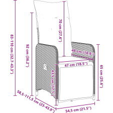 vidaXL Kert étkező szett párnával 3 pcs Szürke Poli rattan (3379674) kerti bútor