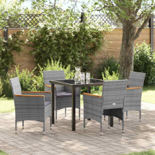 vidaXL Kert étkező szett párnával 5 pcs Szürke Poli rattan kerti bútor