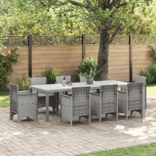 vidaXL Kertasztal Világosszürke 250x100x73 cm Polirattan kerti bútor