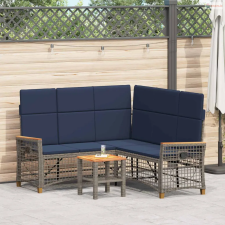 vidaXL Kerti dönthető kanapé szett Állítható Szürke és sötétkék kerti bútor