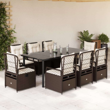 vidaXL Kerti Étkezőgarnitúra - Polyrattan - 9 részes kerti bútor