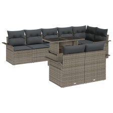 vidaXL Kerti kanapé készlet 9 db Szürke Rattan Kerti asztalok (3348305) kerti bútor