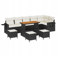 vidaXL Kerti Kanapé Szett 10 pcs Fekete polirattan (3361770) kerti bútor