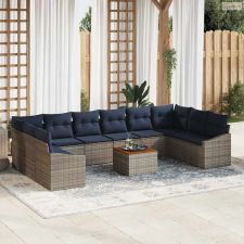 vidaXL Kerti Kanapé Szett 11 pcs Szürke és sötétkék kerti bútor