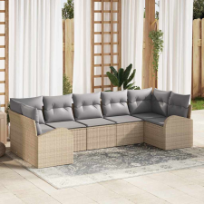 vidaXL Kerti Kanapé Szett 7 pcs Beige, világosszürke Poli rattan kerti bútor