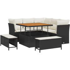 vidaXL Kerti Kanapé Szett 8 pcs Fekete polirattan (3361475) kerti bútor