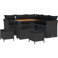 vidaXL Kerti Kanapé Szett 8 pcs Fekete polirattan (3361484) kerti bútor
