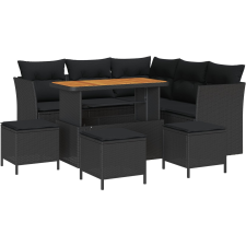 vidaXL Kerti Kanapé Szett 9 pcs Fekete polirattan (3361489) kerti bútor