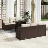vidaXL Kerti Kanapé Szett párnával 7 pcs Barna Poli rattan