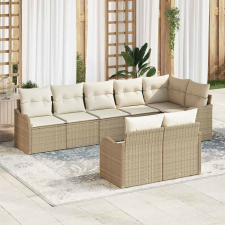 vidaXL Kerti Kanapé Szett párnával 8 pcs Bézs és fehér Poli rattan kerti bútor