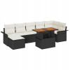 vidaXL Kerti Kanapé Szett párnával 8 pcs Fekete és krémszínű (3349361)