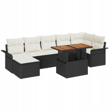vidaXL Kerti Kanapé Szett párnával 8 pcs Fekete és krémszínű (3349361) kerti bútor