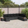 vidaXL Kerti Kanapé Szett párnával 8 pcs Fekete Poli rattan