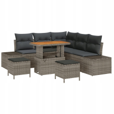 vidaXL Kerti Kanapé Szett párnával 8 pcs Szürke Poli rattan (3362788) kerti bútor