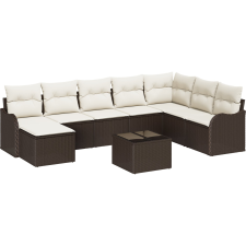 vidaXL Kerti Kanapé Szett párnával 9 pcs Barna Poli rattan (3345828) kerti bútor