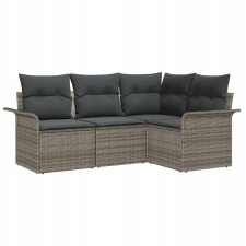 vidaXL Kerti Kanapé Szett párnával tárolóval 4 pcs Szürke Poli rattan (3354008) kerti bútor