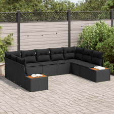 vidaXL Kerti Kanapé Szett párnával tárolóval 5 pcs Fekete Polyrattan kerti bútor