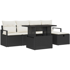 vidaXL Kerti Kanapé Szett párnával tárolóval 6 pcs Fekete Poli rattan (3361116) kerti bútor