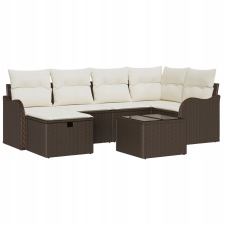 vidaXL Kerti Kanapé Szett párnával tárolóval 7 pcs Barna és krémszínű (3358987) kerti bútor