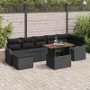 vidaXL Kerti Kanapé Szett párnával tárolóval 8 pcs Fekete