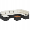 vidaXL Kerti Kanapé Szett párnával tárolóval 9 pcs Fekete Poli rattan (3359551)