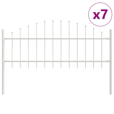 vidaXL Kerti Kerítés Íves Felsővel Fehér 11,9x0,75 m Acél (3360166) építőanyag