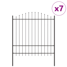 vidaXL Kerti kerítés íves tetejű, szürke, 11,9x1,75 m, acél (3360128) építőanyag