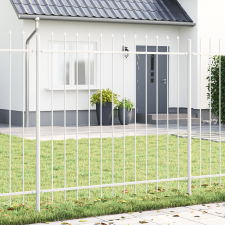 vidaXL Kerti Kerítés Lándzsa Felsővel, Fehér, 8,5x1,5 m, Acél építőanyag