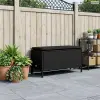 vidaXL Kerti lábtartó párnával Fekete 80 x 38 x 45 cm PE Rattan