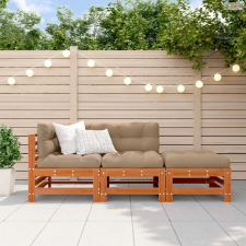 vidaXL Kerti lounge szett 3 pcs Viaszbarna Tömör Fenyőfa kerti bútor