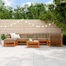 vidaXL Kerti lounge szett 8 pcs Viaszbarna Tömör Fenyőfa kerti bútor