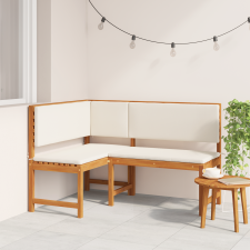 vidaXL Kerti sarokpad párnákkal 140x100x91 cm tömör akácfából kerti bútor