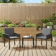 vidaXL Kerti székek párnával 6 pcs Fekete és Sötétszürke polirattan kerti bútor