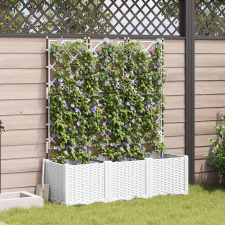 vidaXL Kerti Virágcserép Rácsos 3 db Fehér 120x40x143 cm kerti tárolás