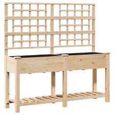 vidaXL Kerti virágláda trellis-szel és polccal 161x43x152 cm Tömör fenyő (42006572) kerti tárolás