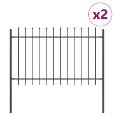 vidaXL Kertkerítés 2 db Szürke Porszórt acél Tartós Kertkerítés (3334030) építőanyag