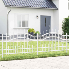 vidaXL Kertkerítés Fehér 115 cm Porszórt Acél kerti bútor