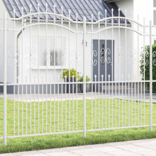 vidaXL Kertkerítés Fehér 215 cm Porszórt Acél kerti bútor