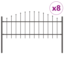 vidaXL Kertkerítés Ív tetejű Szürke 13,6x0,75 m Acél (3360130) építőanyag