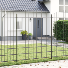 vidaXL Kertkerítés Íves Felső Szürke 6,8x2 m Acél építőanyag
