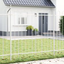 vidaXL Kertkerítés Íves Felsővel Fehér 11,9x1,5 m Acél építőanyag