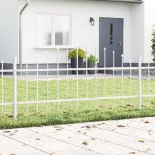 vidaXL Kertkerítés íves tetejű, fehér, 10,2x0,75 m, acél építőanyag