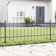 vidaXL Kertkerítés íves tetejű Szürke 8,5x0,75 m Acél építőanyag