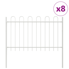 vidaXL Kertkerítés íves tetővel, fehér, 13,6x0,8 m, acél (3334164) építőanyag