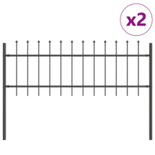vidaXL Kertkerítés Lándzsás Felső Szürke 3,4x0,6 m Acél (3334028) építőanyag