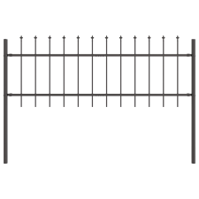 vidaXL Kertkerítés Lelőtt Csúccsal Szürke 1,7x0,6 m Acél (42003868) építőanyag