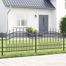 vidaXL Kertkerítés Szürke 115 cm Porszórt Acél építőanyag