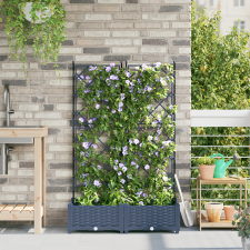 vidaXL Kertvirágcserép trellissel 2 db Szürke 80x40x125.5 cm kerti tárolás