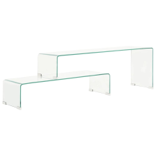 vidaXL kétrészes edzett üveg dohányzóasztal 90x30x20/110x30x40 cm bútor